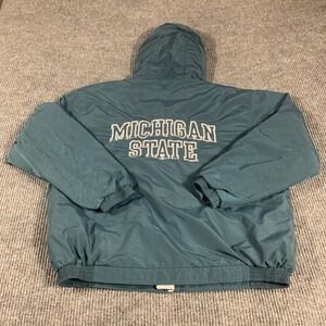 VTG Michigan State‎ Spartans Jacket Mens Large Green Lined Back Hit Y2K Hoodie